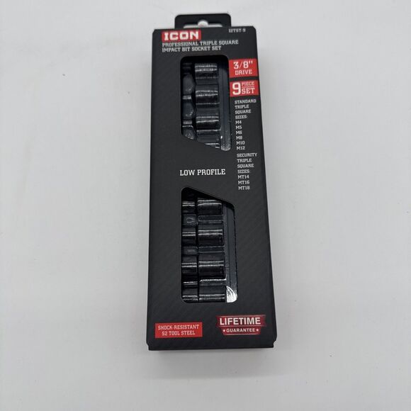 NEW ICON 9pc 3/8" Professional Triple Square Impact Bit Socket Set I2TST-9 59803 - Picture 1 of 2